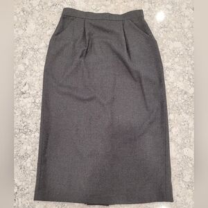 Vintage Wool Pencil Tea Length Skirt Sz 14, Grey, Grandma